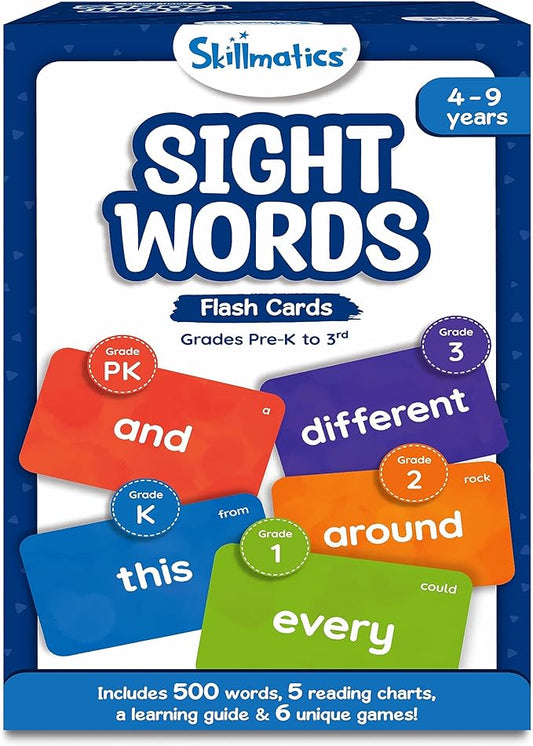Skillmatics Flash Cards - 500 Sight Words for Preschool (Pre-K), Kindergarten, 1st, 2nd, 3rd Grade Gifts, Includes The Dolch & Fry Word List & 6 Unique Games