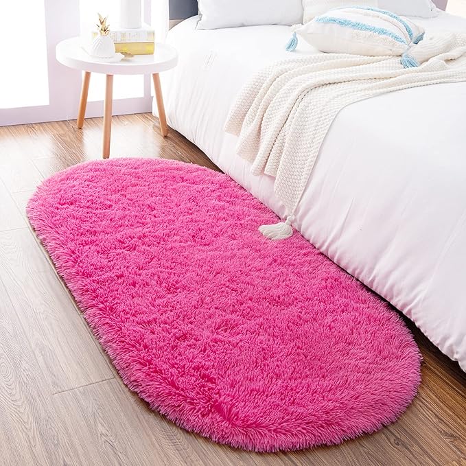 Noahas Ultra Soft Fluffy Bedroom Rugs Kids Room Carpet Modern Shaggy Area Rugs Home Decor 2.6' X 5.3', Hot Pink