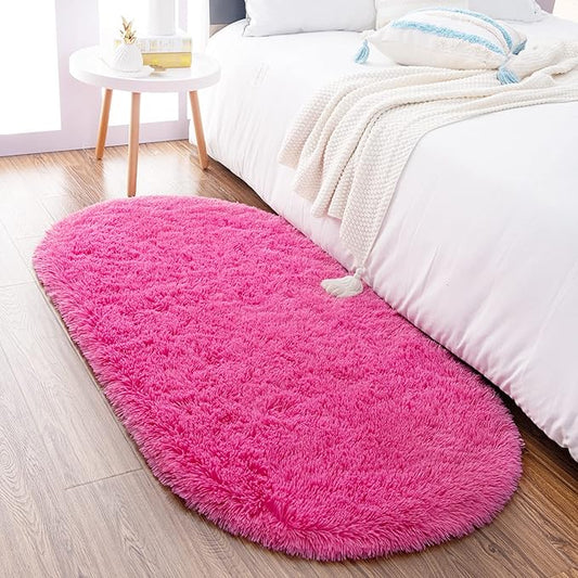 Noahas Ultra Soft Fluffy Bedroom Rugs Kids Room Carpet Modern Shaggy Area Rugs Home Decor 2.6' X 5.3', Hot Pink