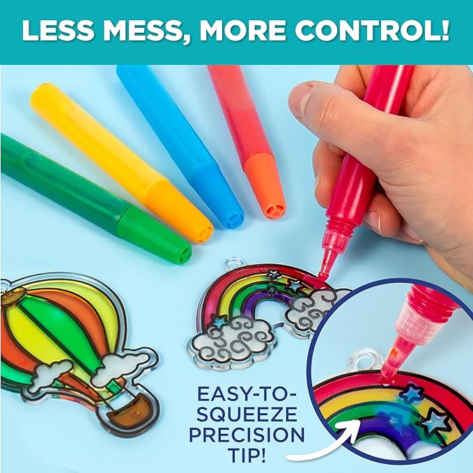 Horizon Group USA 10-Pack of Suncatcher Paint Pens, 10ML Each, 10 Colors, for Kids, Supplies for Painting Suncatchers, Window Art Paint Refill, Arts and Crafts