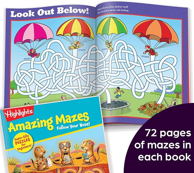 Highlights Amazing Mazes Beginner Maze Books for Kids Ages 3-6, 144 Pages, 2-Pack of Activity Books for Kids, Screen Free Fun and Challenging Mazes for Kids