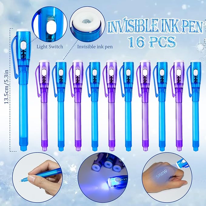 80 PCS Frozen Party Favors frozen birthday party decorations Invisible Ink Pen Mini Notebook Paper Gift bag Silicone Bracelet Keychain Frozen Stuffer Toy Gift