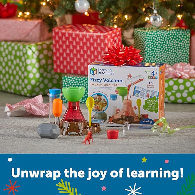 Learning Resources Fizzy Volcano Science Kit - 13 Pieces, Ages 4+, Preschool STEM Toys for Kids, Science Experiments