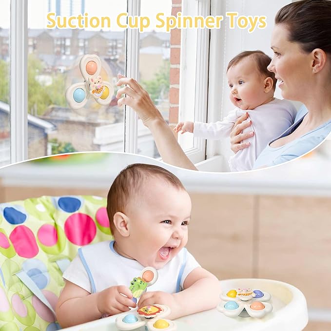 Montessori Baby Toys 6-18 months,Sensory Shapes & Storage Bin,Stacking Toys,Dinosaur Phone,Suction Cup Spinner Toy,Cloth Book,Infant Bath Time Fun,6 in 1 Toddlers Toy Gifts for 1-3 Year Old Boys Girls