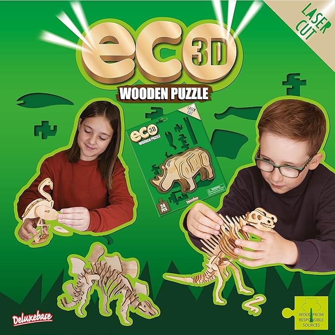 Eco 3D Wooden Puzzle - Owl from Deluxebase. Sustainable Wood Animal Puzzle Craft Set. Perfect Model Building Kits for Educational Toys and Kids Party Favors.