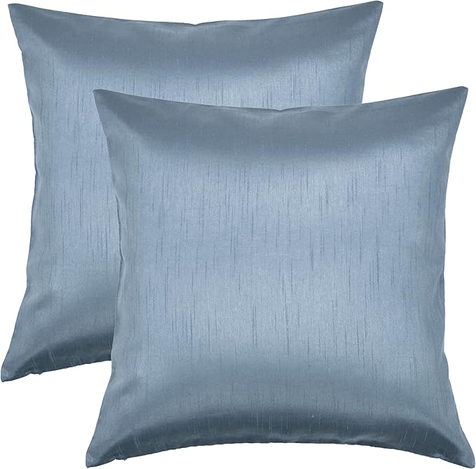 Aiking Home 26x26 Inches Faux Silk Square European Shams, Zipper Closure, Slate (Set of 2)