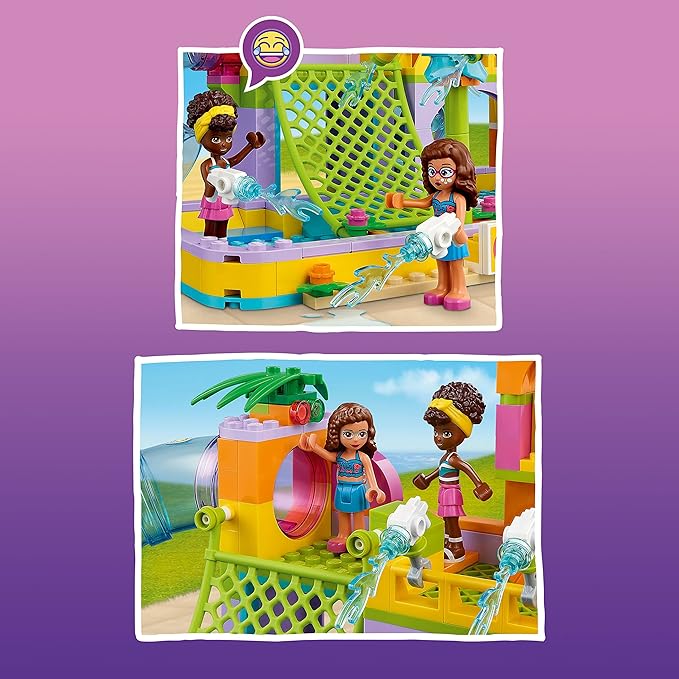 LEGO Friends Water Park Toy Building Set 41720 Pretend Play Kit with Swimming Pool Slides, Water Canons, and Two Mini-Dolls, Heartlake City Toy, Birthday Gift Idea for Kids Boys Girls Ages 6+ Years