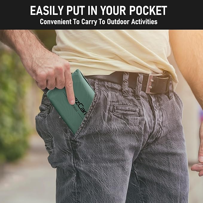 BreezCamp Inflatable Seat Cushion, Lightweight Stadium Seat Pad, Camping Accessories Chair Pad for Airplane Travel, Hiking, Climbing, Home and Office,Olive Green