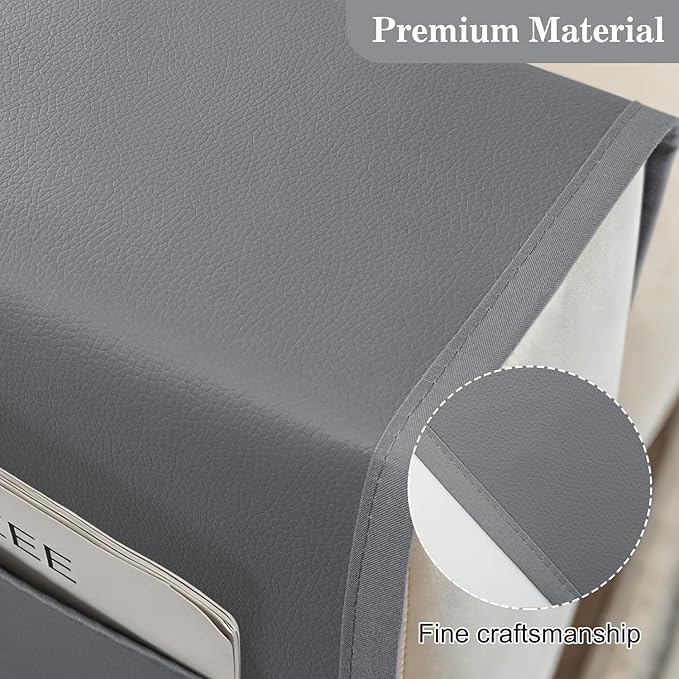 PU Leather Couch Organizer Caddy Sofa Armrest Organizer, Remote Control Holder for Recliner, Waterproof Armchair Caddy with 6 Pockets Storage for Magazine, Tablet, Phone, Remote (Dark Gray)