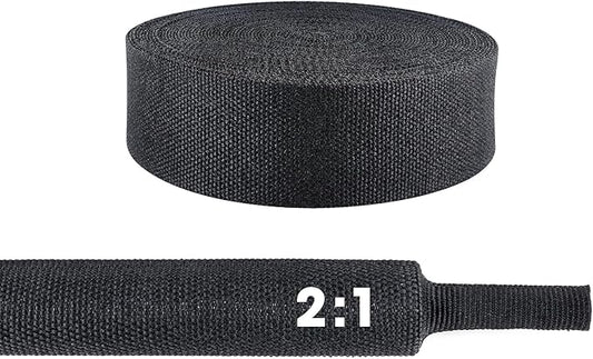 2 to 1 Heat Shrink Braided Sleeving 3/4" - 24 feet Pliable Shrinkable Fabric Sleeve for Protection Cable/Wire/Irregular Shape Hose