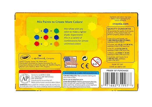 Crayola Acrylic Paint - Assorted Colors (6ct), Kids Paint, Arts & Crafts Supplies for Kids, Great For Art Projects & DIY Crafts