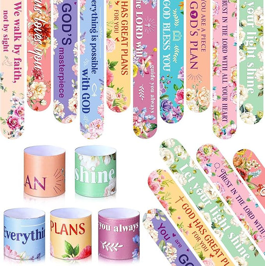 40 Pcs Bible Verses Religious Christian Slap Bracelets for Kids Jesus Love You Wristbands Inspirational Motivational Christian Slap Bracelets Sunday School Supplies He Is Risen Easter (Novel)