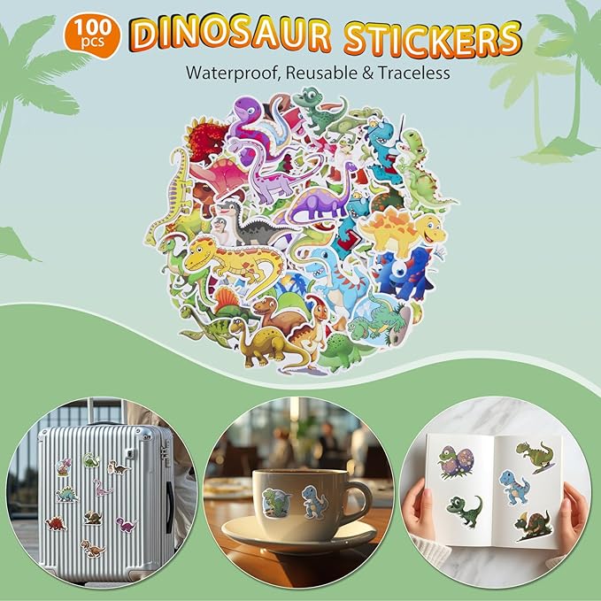 HURSROOR 196PCS Dinosaur Party Favors, Dinosaur Birthday Party Supplies for 24 Kids, Dinosaur Goodie Bags for Kids Birthday, Dinosaur Party Decorations Dino Party Favors for Boys Girls