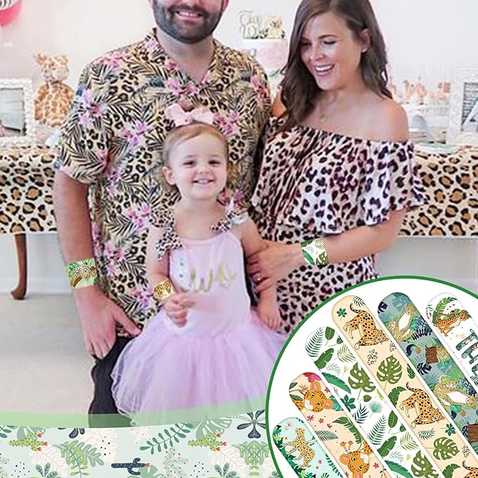 48 PCS Jungle Cheetah Slap Bracelets Cheetah Party Favors Cartoon Jungle Animals Party Wristbands for Kids Boys Girls Safari Leopard Party Supplies Birthday Party Baby Shower Carnival Prizes Gifts