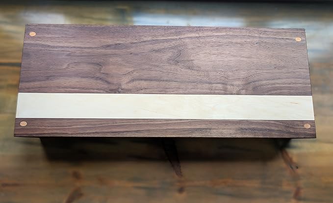 Walnut and Maple Monitor Stand Riser for Desk, Solid Wood Computer Shelf with Keyboard Storage, Ergonomic Desktop Organizer, 24-inch