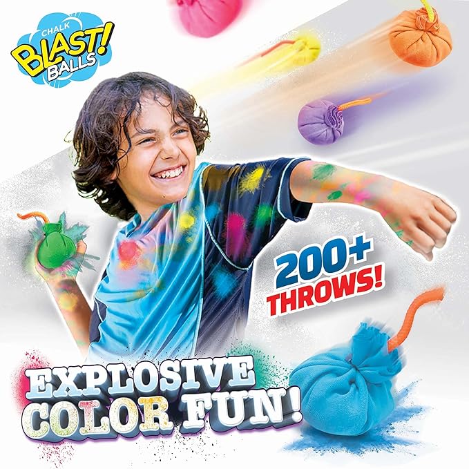 Lanard Chalkie: Chalk Blast Balls - 6 Pack - Colorful Assorted Balls, Explosive Color Fun, 200+ Throws Per Chalk Bomb, Family Outdoor Activiies, Ages 6+