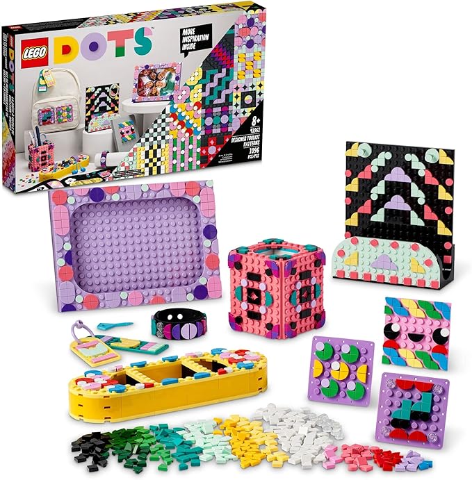 LEGO DOTS Designer Toolkit - Patterns 41961, 10 in 1 Toy Craft Set for Kids with Patches, Photo Frame, Pencil Holder, Storage Tray, Creative Activity