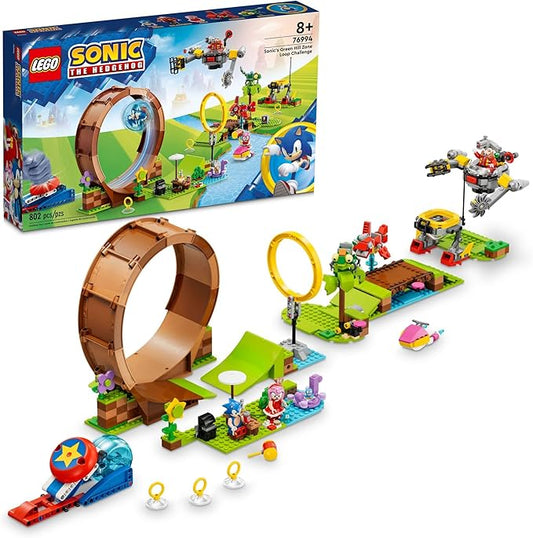 LEGO Sonic The Hedgehog Sonic’s Green Hill Zone Loop Challenge Building Toy Set, Sonic Adventure Toy with 9 Sonic and Friends Characters, Fun Gift for 8 Year Old Gamers and Young Fans, 76994