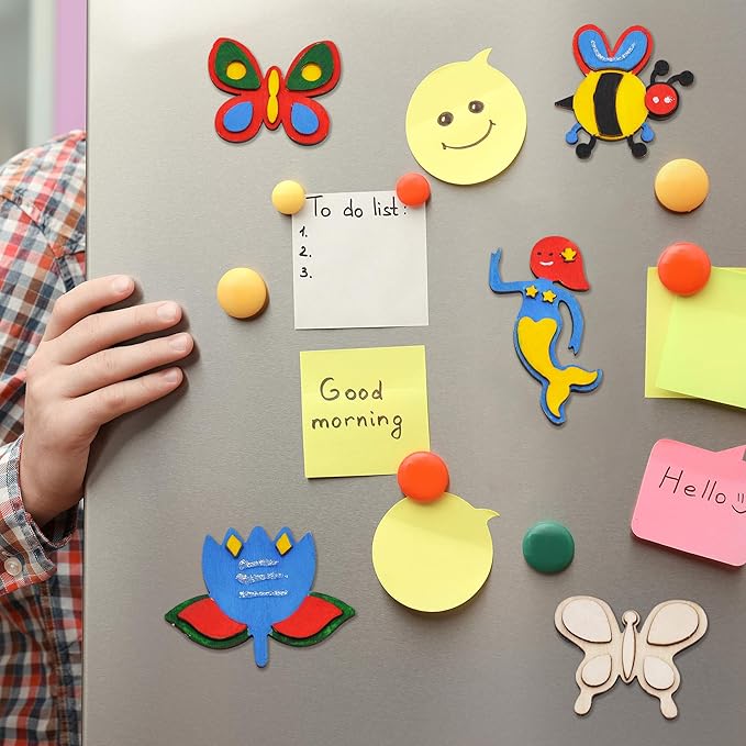 JOYIN 12 pcs Wooden Magnets, Spring Arts & Crafts for Boys and Girls, Children Painting Craft Activities Kit, Craft Toys Gifts for Birthday Easter