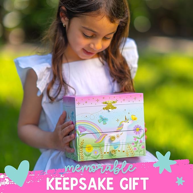 Giggle & Honey Musical Unicorn Jewelry Box for Girls - Kids Dancing Unicorn Music Box with Mirror, Unicorn Gifts for Little Girls, Childrens Birthday Gift, Ages 3-10