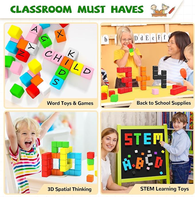 Magnetic Blocks, Toddler Toys for 3 4 5 Year Old Boys Girls, Building Stem Preschool Learning Magnet Sensory Toys for Kids,Classroom Must Haves Christmas Toys Birthday Gifts for Kids 3+…