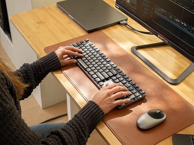 Satechi SM3 Mechanical Keyboard for Mac and Windows, 108 Keys Full Size with White LED Backlit, Wired and Bluetooth for Mac and Windows - Dark Gray/Gray