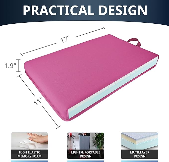 Extra Thick Kneeling Pad, Bath Kneeler Pad, Garden Kneeling Pad for Knee, Water Resistant Soft Memory Foam Cushioning for Workout, Yoga, Bathing, Physical Therapy, Prayer Pillow, Pink