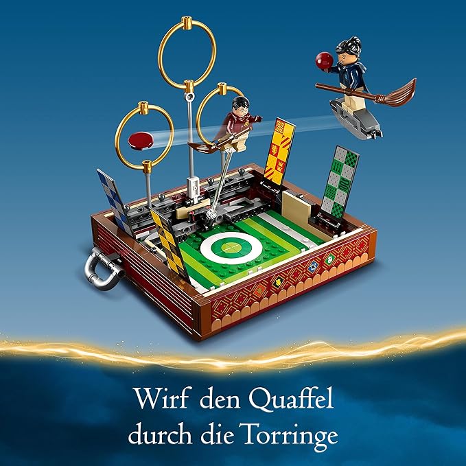 LEGO Harry Potter Quidditch Trunk Playset for 1 or 2 Players with Customizable Minifigures of Draco Malfoy, Cedric Diggory, Cho Chang and Golden Snitch, Travel Toy for Boys and Girls 76416