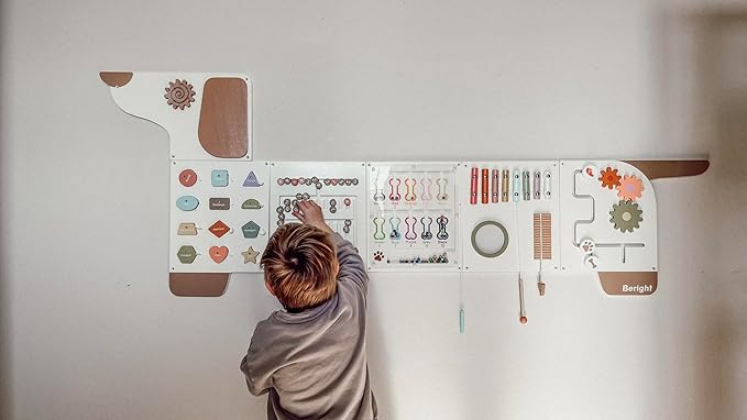 Beright Dog Activity Wall Busy Board Panels, Montessori Sensory Toys, Toddler Learning Activity Center, Perfect for Toddler Playroom & Children's Daycare, White