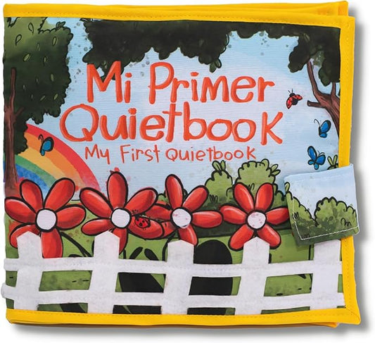 Just Imagine Bilingual Soft Book for 1 Year Old Babies | Written in English and Spanish | Sensorial Felt Book for Babies | Carry on Travel Play and Learn Sensory Toys | Early Child Development.