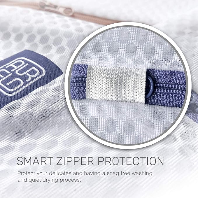 Mesh Laundry Bags for Delicates – 2 XLarge Durable Net with Anti Rust Zipper, Hanging Loop-Garment Safe Wash Bags and Organizer for Washing Machine, Lingerie, Jacket, Bra, Shoes, Sweater, Travel.