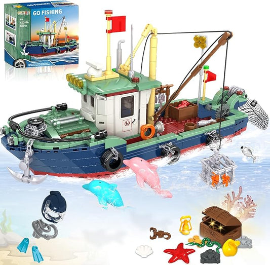 Ocean Explorer Ship Building Set, 603 PCS City Exploration Boat Building Block Kit Toys, Birthday for Boys and Girls Ages 6 7 8 9 10 11 12+ Year Old