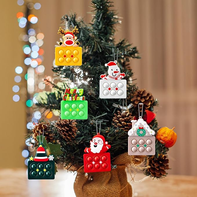 148 Pcs Christmas Party Favors, Glitter Glasses, Pop Fidget Toys Keychain, Make a Face Sticker, Assorted Stamps Self-Ink Stamper, Slap Bracelet, Christmas Sticker, Christmas Toy Gift for Kid