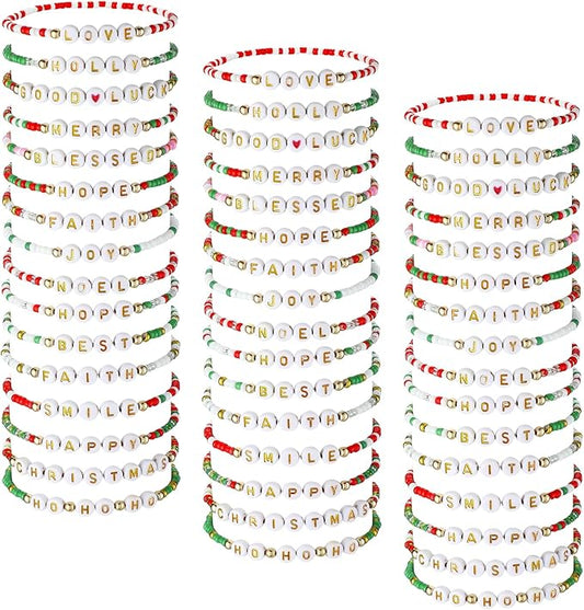 48 Pcs Colorful Kids Friendship Bracelet Set Adjustable Beads Bracelets Cute Friendship Princess Pretend Play Bracelet Stretch Beaded Bracelet Preppy Bracelets Set for Girls Women (Delicate)