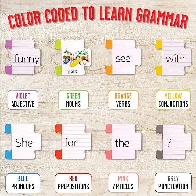 Hapinest Sentence Building for Kids, Learning Game Grammar Reading & Speech Therapy Materials Activities, Kindergarten 1st 2nd Grade Special Education Classroom Must Haves for Teachers & Homeschool