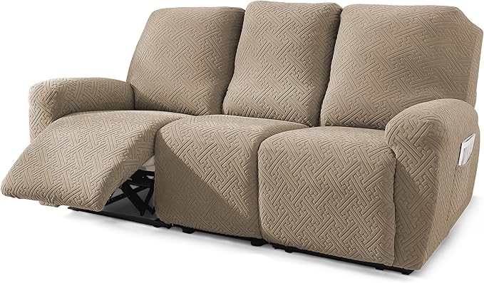 NORTHERN BROTHERS Stretchy Recliner Sofa Covers 3 Seater, Couch Cover Recliner Sofa 3 Cushions, Sofa Recliner Covers, Khaki