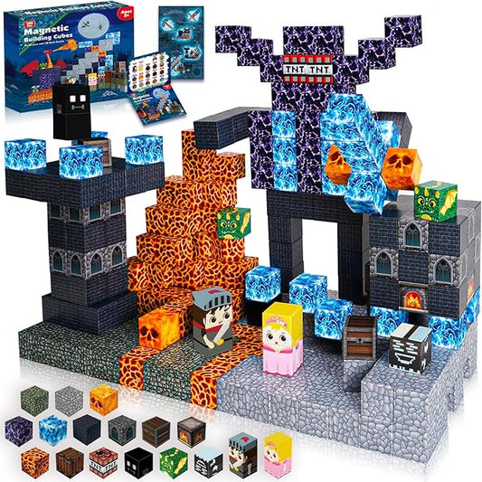 Magnetic Blocks - 100PCS Build Magnetic Dark Mechanical Guardian Castle - Magnetic Toys for Montessori Toddler Christmas Birthday Gifts - STEM Sensory Toys for 3 4 5 6 7 8 9 10 Year Old Boys