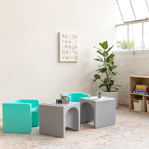 ECR4Kids Tri-Me 3-In-1 Cube Chair, Kids Furniture, Aqua