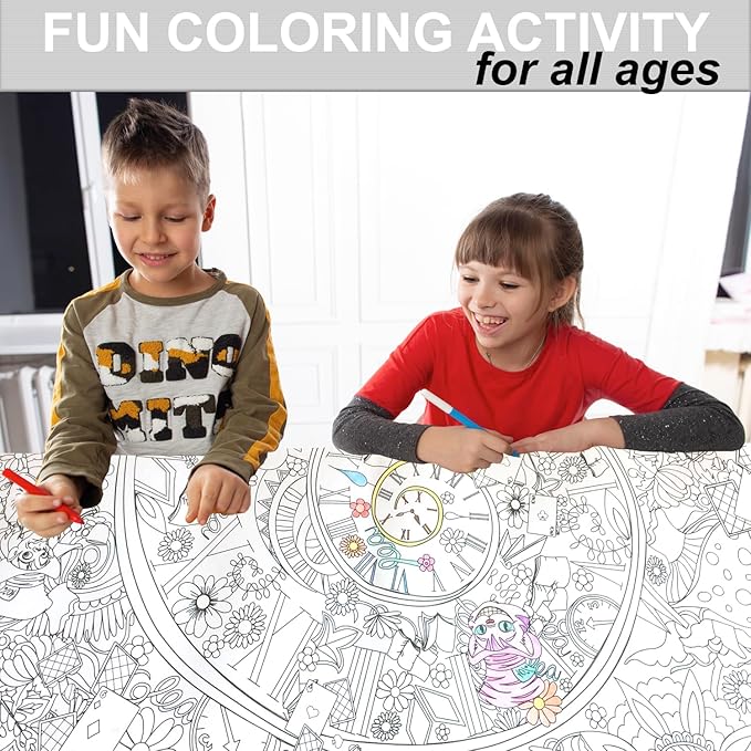 ALEX Art Giant Coloring Poster Alice in Wonderland - Extra Large Coloring Sheet - Super Huge Coloring Posters for Kids and Adults - Table Floor Big Coloring Page - Wall Size Jumbo Coloring Sheets