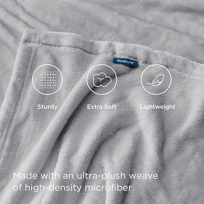 Bedsure GentleSoft Bedding Fleece Blanket for Girls and Boys - Soft Cozy Cute Small Throw Blankets for Travel, 43x55 Inches, Light Grey