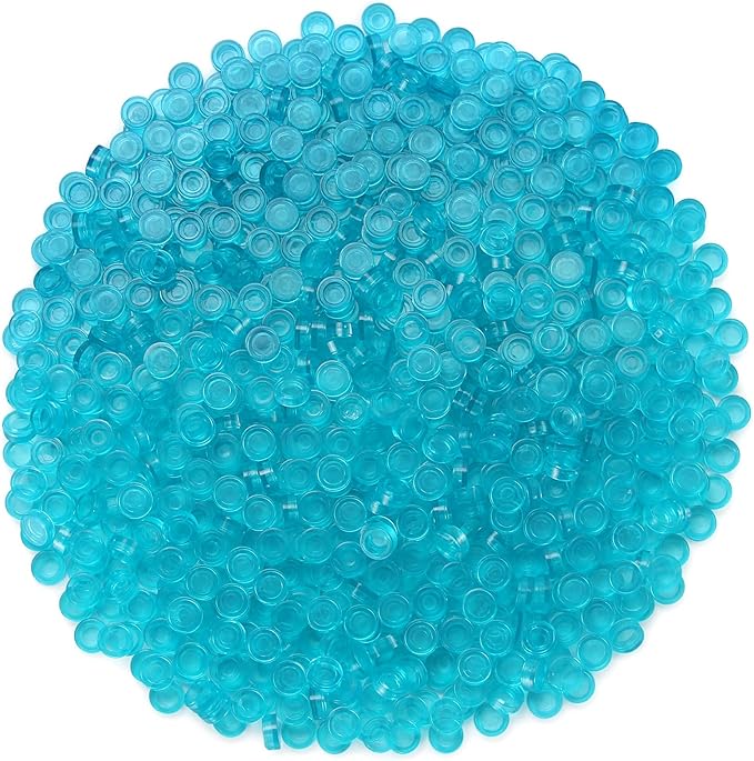 1×1 Round Tiles Transparent Light Blue Flat Bricks 2200PCS MOC Parts and Pieces, Bulk Studs Building Accessories for Smooth Surface Mosaics and Pixel Art Toy Dots Compatible with Major Brands 98138