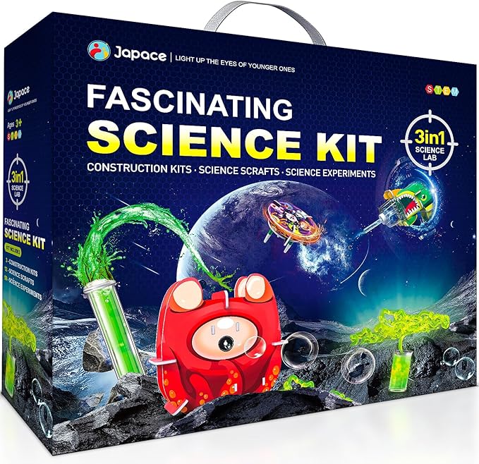 Japace Science Kits for Kids Age 4-6-8, Science Experiments & DIY Motorized Building Kits STEM Toys Chemistry Set for Kids Birthday Gift Ideas for Boys Girls Experiments Enthusiastics