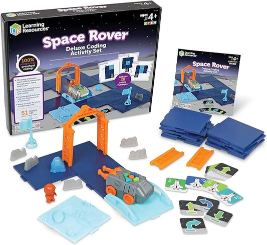 Learning Resources Space Rover Deluxe Coding Activity Set, 46 Pieces, Ages 4+, Coding for Kids, Coding Toys, Kids STEM,Toys STEM, Toys for Classroom,Space Toys, Astronaut Toys