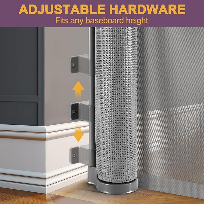 42" Tall X 60" Wide Retractable Pet Gates for Doorways Extra Tall Baby Gates for Dogs Tall Mesh Dog Gate Tall Retractable Gates for Baby and Pet Indoor Outdoor Mesh Cat Gate (Gray)