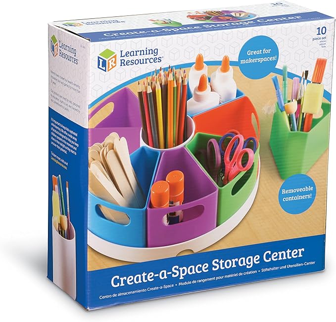 Learning Resources Create a Space Storage Center - 10 Piece set Desk Organizer for Kids, Art Organizer for Kids, Crayon Organizer, Homeschool Organizers and Storage