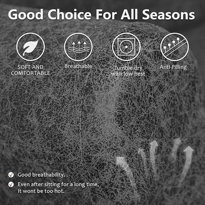 Leather Look Loveseat Recliner Covers Stay in Place 6-Piece Recliner Sofa Slipcover 2 Seater Reclining Couch Cover Spandex Fabric Washable (2 Seater, Light Grey)