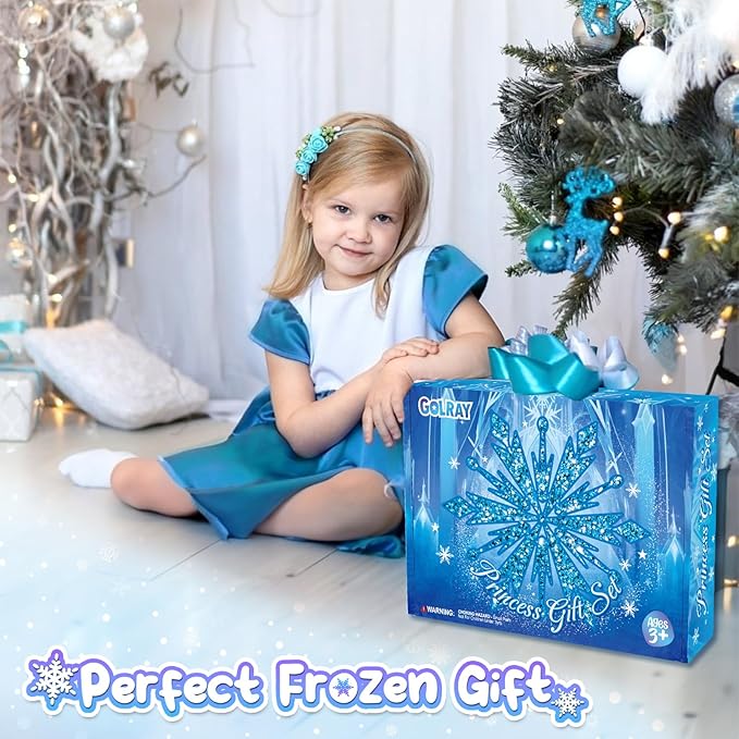 Golray Frozen Toys for Girl Gift Kids Makeup Kit & Elsa Princess Dress Up Set, Purse & Cape & Real Make up & Nail Polish & Wand, Birthday Gift Toys for Little Girls Toddlers Age 3 4 5 6 7 8 Year Old