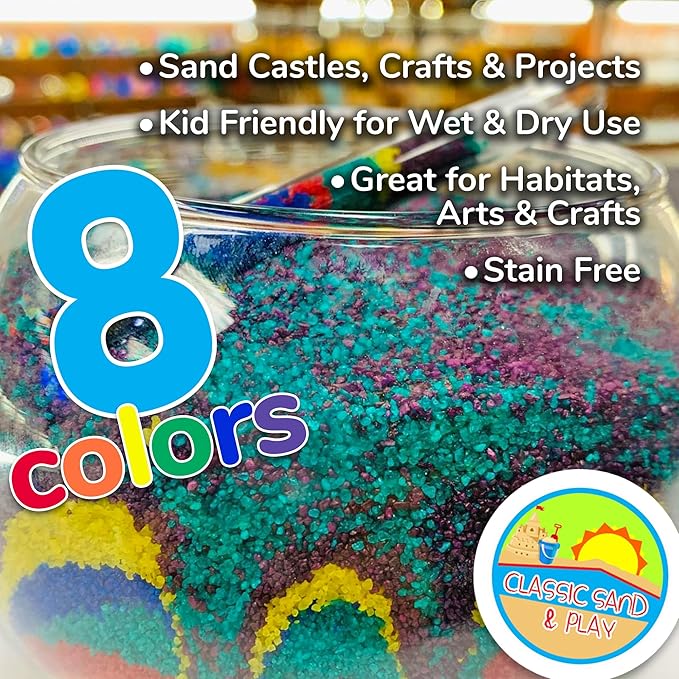 Classic Sand and Play Black Colored Play Sand, 20 lb. Bag, Natural and Non-Toxic, Fun Wet and Dry Indoor and Outdoor, Sandbox, Therapy, and Table Use, Building, Stimulate Sensory Needs