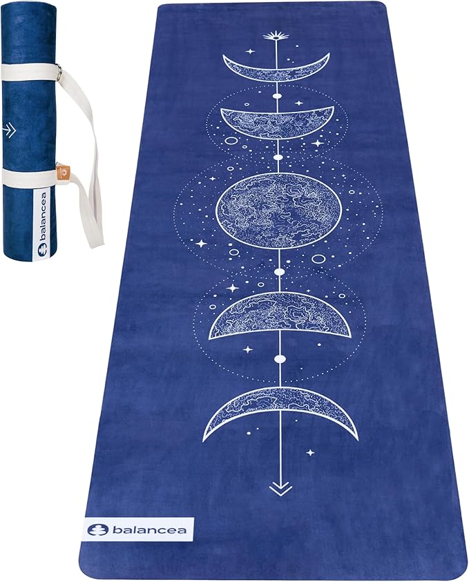 Yoga Mat With Strap 5mm Non Slip Suede & TPE - Eco-Friendly Fitness & Exercise Mat for Home Gym, Pilates, Hot Yoga, and Meditation - Lightweight Durable 72 x 24 inch Workout Mat for Women, Men