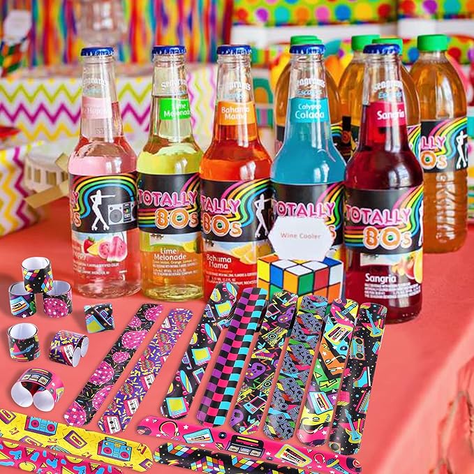 48PCS 80s 90s Party Favors Slap Bracelets,Back to 80s 90s Throwback Theme Party Decorations Slap Bracelets Wristband,For Kids Adults Classroom Prize Exchanging Birthday Party Decorations Supplies